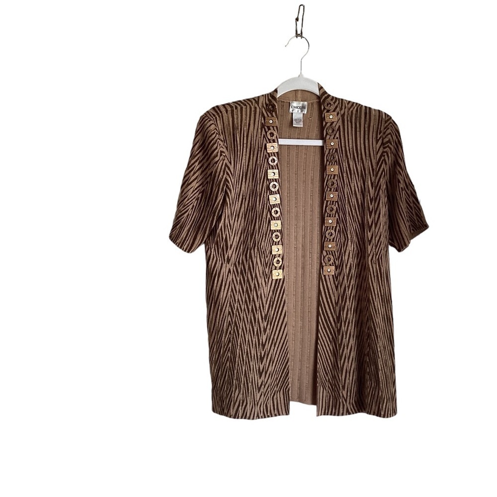 Chico’s Women’s Tan/Brown Open Front Sweater.  Size 1 (8)